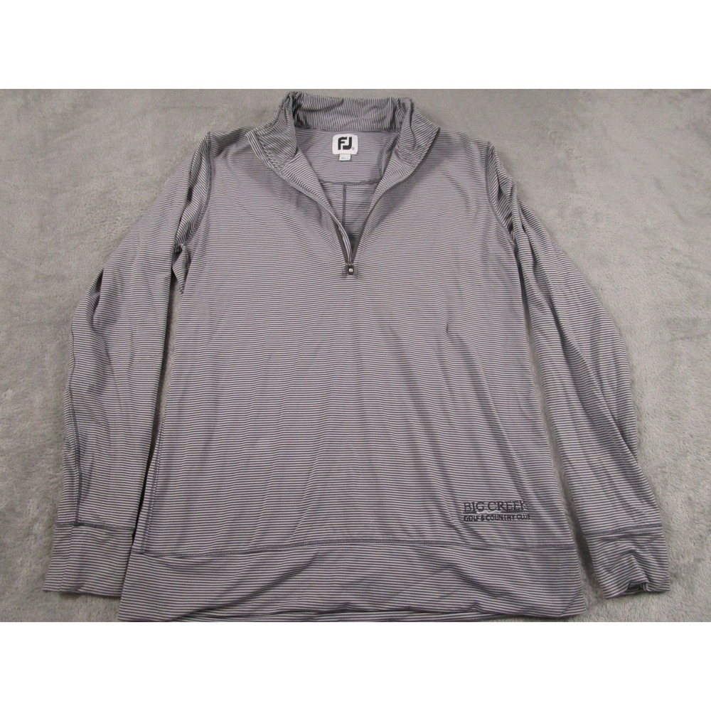 Footjoy Sweater Womens Medium Black Striped Golf 1/2 Zip Logo